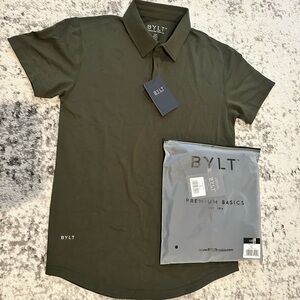 BYLT Basics Drop Cut Lux Polos - Forest and Navy